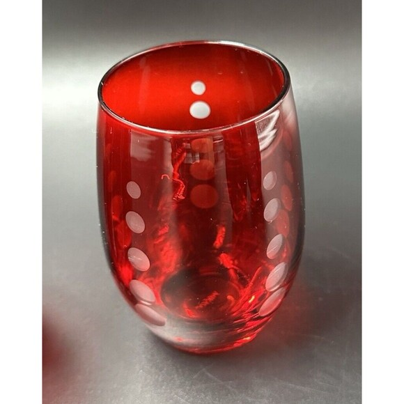 Mikasa Cheers Ruby Stemless Etched Wine Glasses 15.75 oz 4 Glass Designs - Picture 4 of 12
